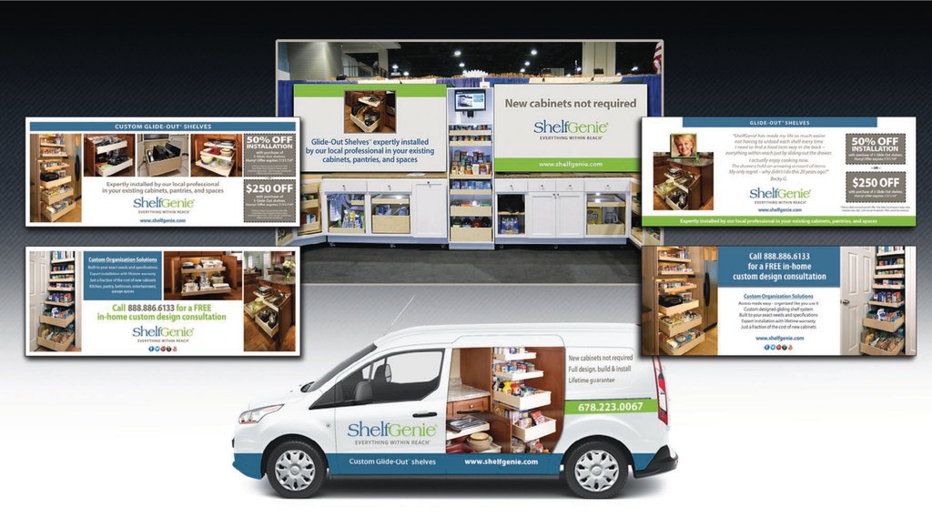 Shelf Genie: ValPak Mailers, Trade Booth Design, Vehicle Wrap
